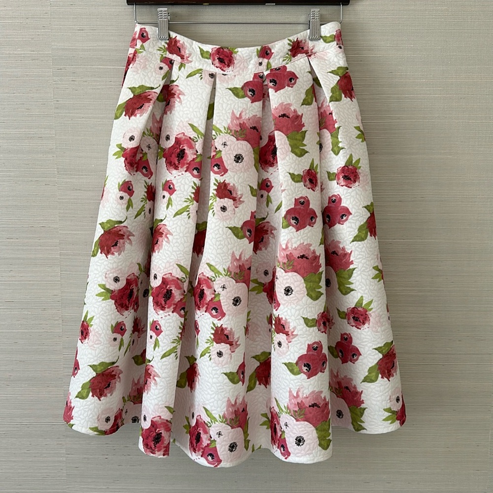 Rachel Parcell Pink Peonies Full Floral midi skirt